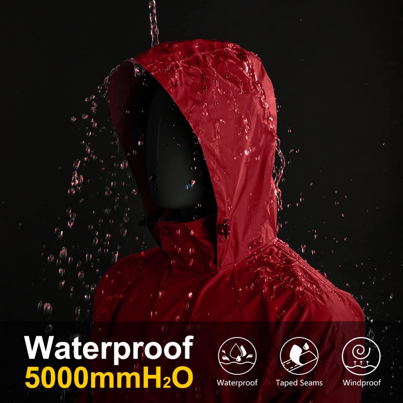 33,000ft 33 000ft Packable Rain Jacket Men 's Lightweight Waterproof Rain Shell Jacket Raincoat with Hood for Golf Cycling Windbreaker - Image 2
